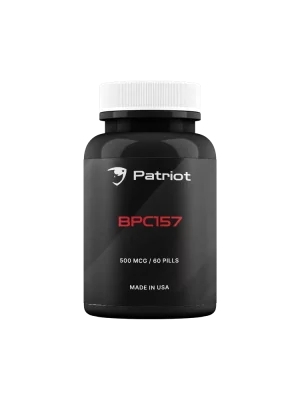 BPC 157 pills labeled for research use only, from Patriot SARMs.