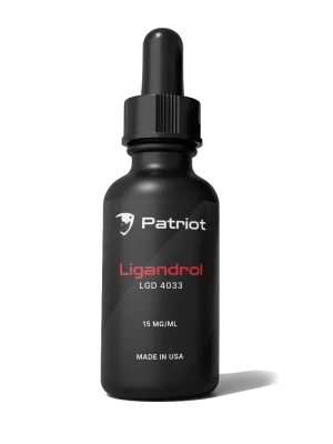 A bottle of Ligandrol LGD-4033 labeled for research purposes only, not for human consumption.